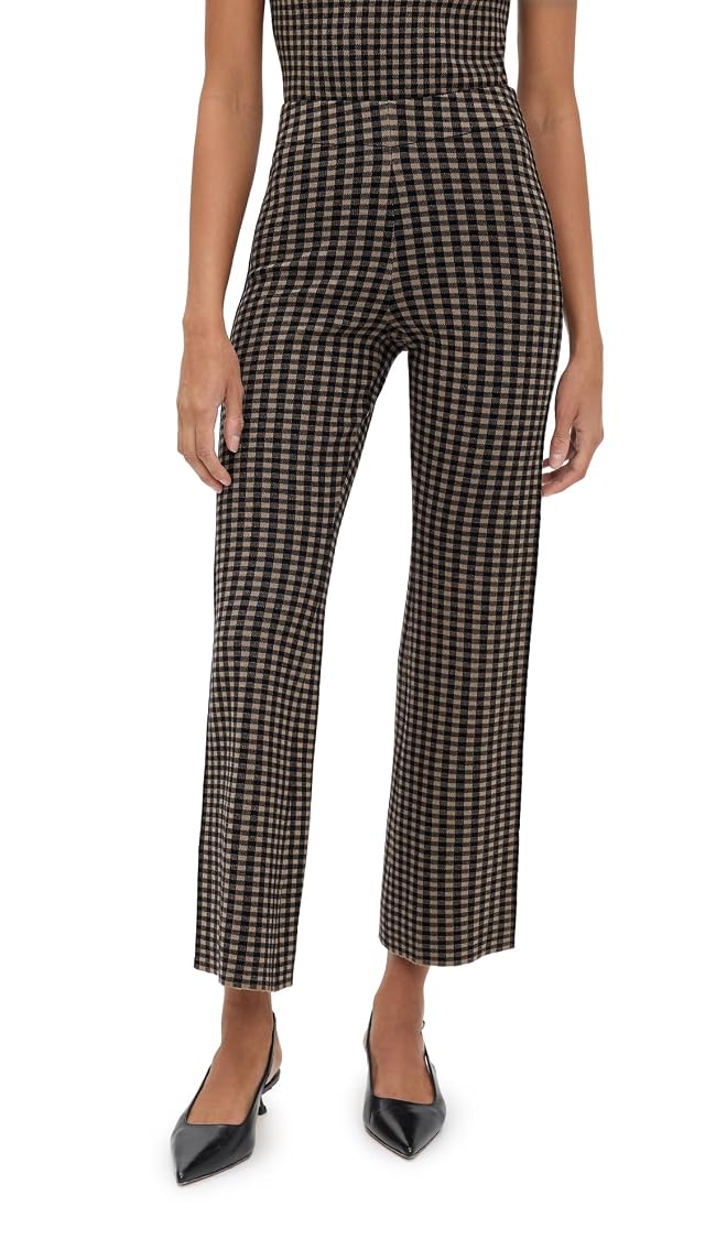 LE BOP Womens Gingham Flare Pants