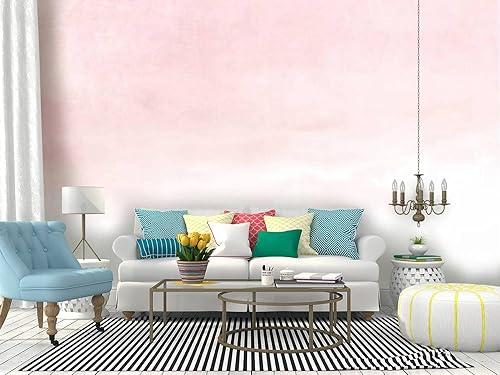 Miniatura 2 de Papel tapiz de impresión en lienzo degradado de fondo de acuarela rosa en sutil estilo pálido que se desvanece a autoadhesivo, papel tapiz de