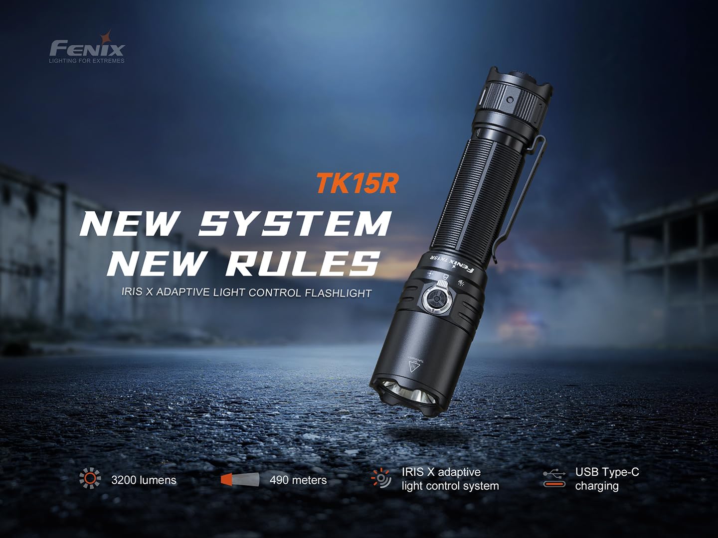 Fenix TK15R LED Taktische Taschenlampe Extrem Hell 3200 Lumen, 490M