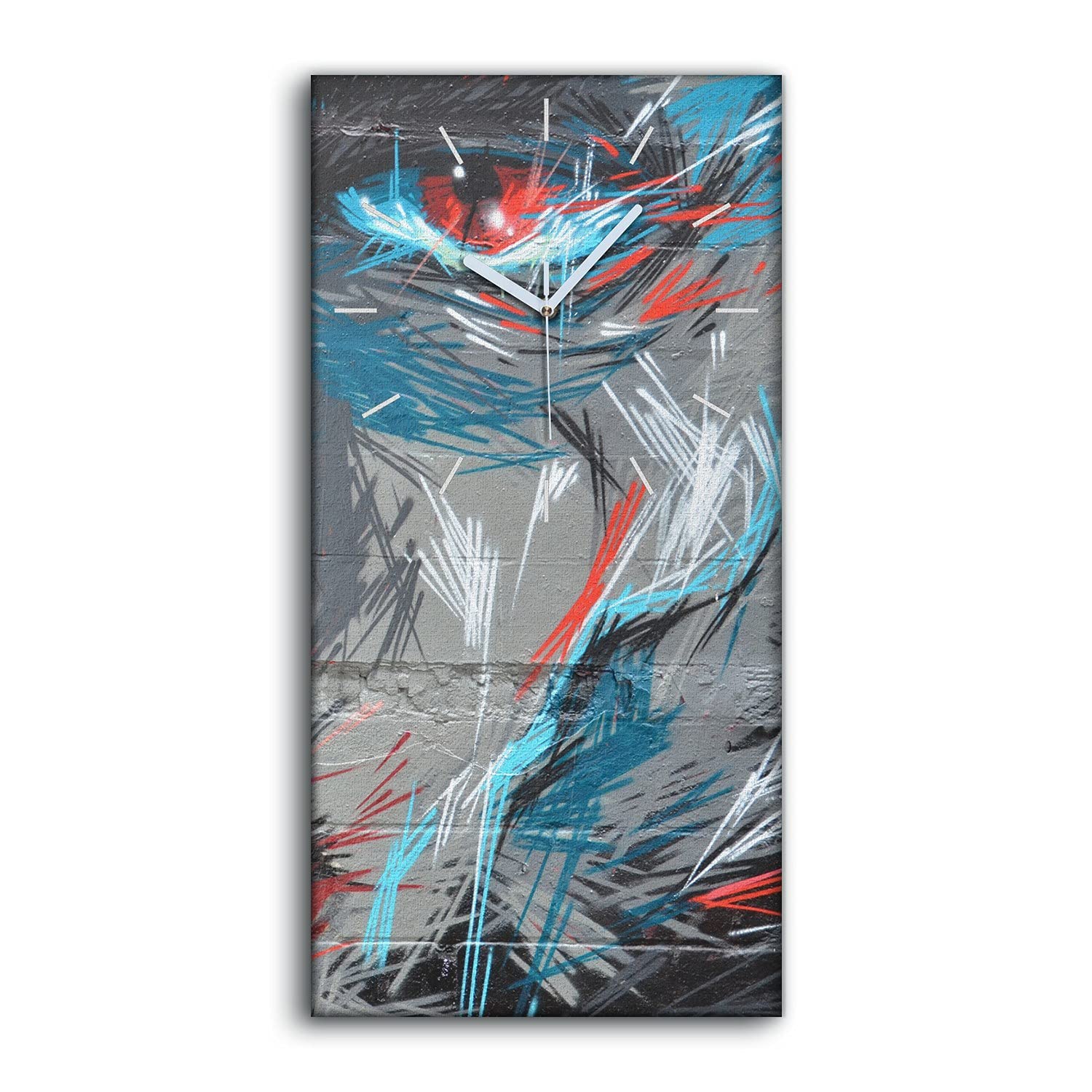 Horloge sur toile salon et decoration contemporaine grand format au design visage colore