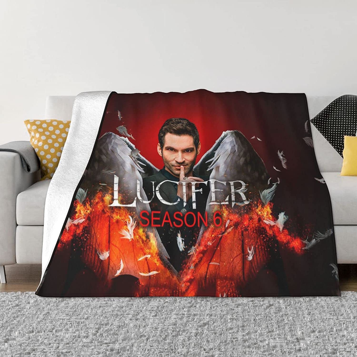 YINGD Comfortable Ultra-Soft Micro Fleece Blanket,Lucifer Fleece Blankets for Sofa Bed Travel 125CM X 100CM