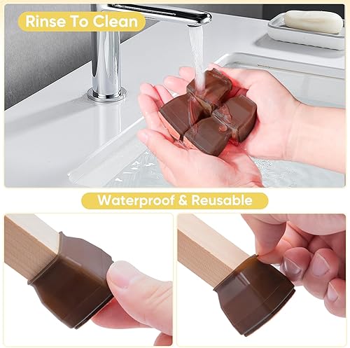 Miniatura 22 de BALEINE - Protectores de silicona para patas de silla, tapas protectoras de patas de taburete, tapas antideslizantes para patas de silla para suelos