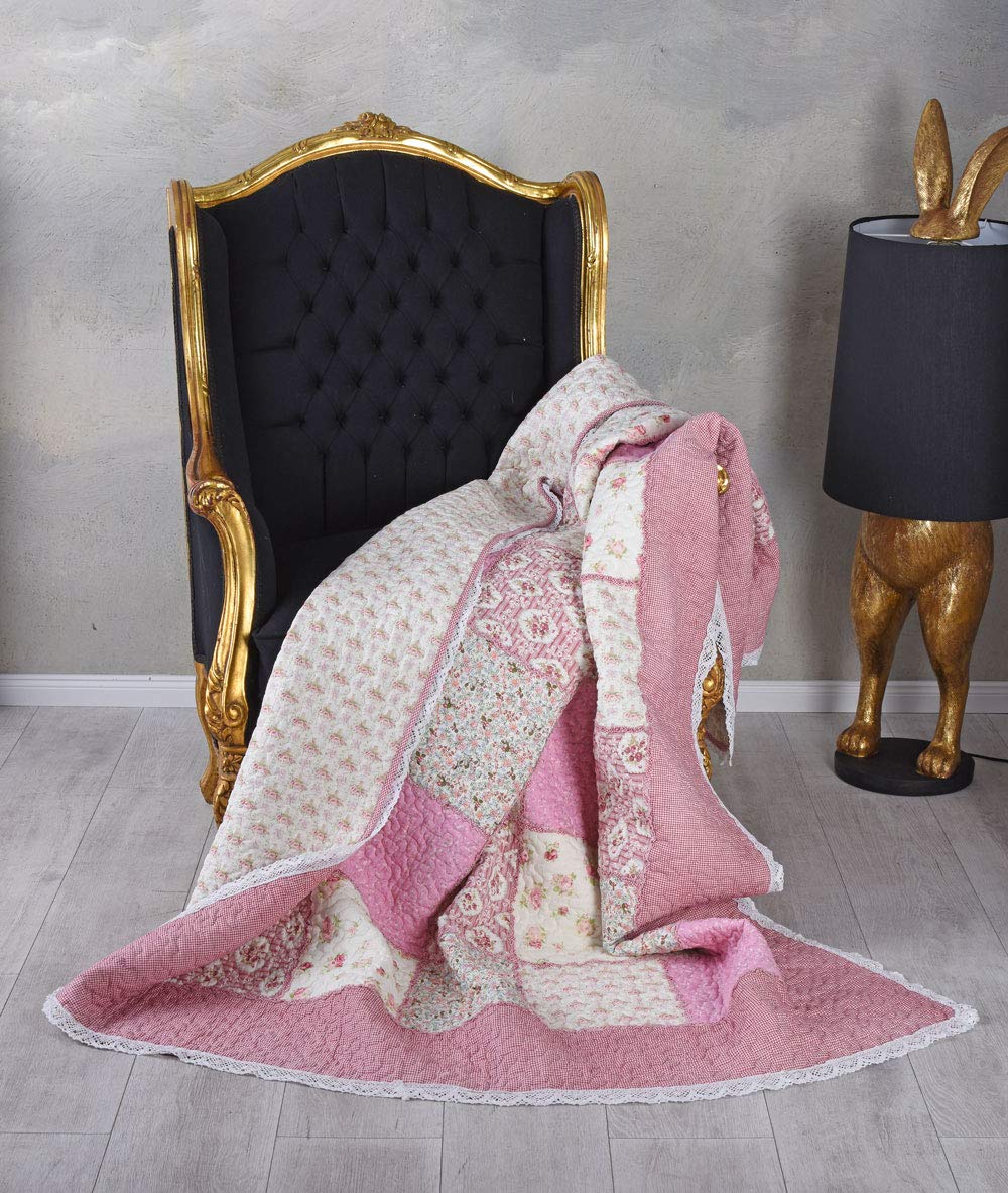 Kds028 Palazzo koc patchworkowy Shabby Quilt, 150 x 200 cm, narzuta pikowana
