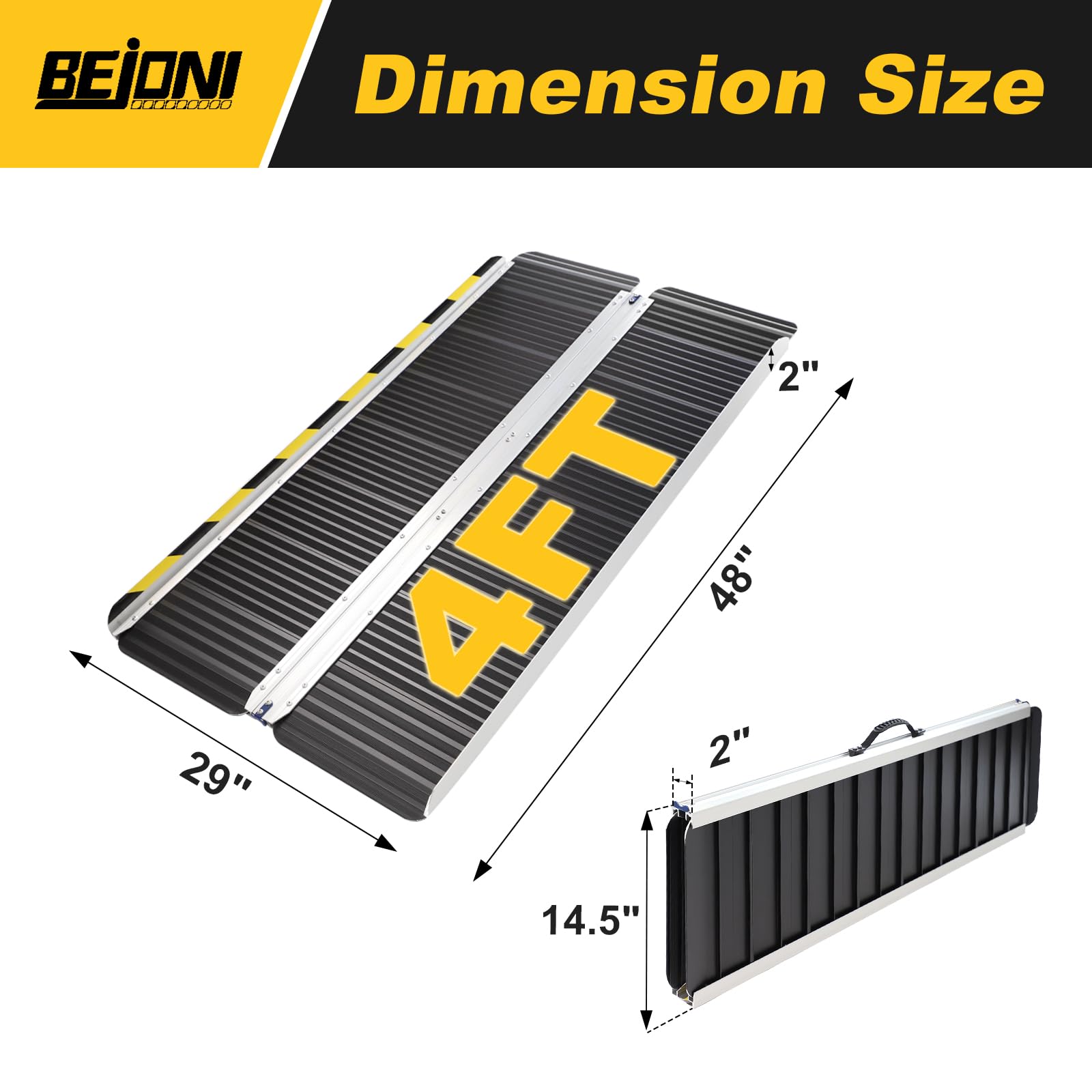Snapklik.com : 4FT Black Folding Portable Wheelchair Ramp, Non-Slip ...