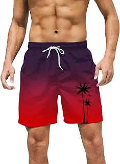 Pantalones cortos de baño para hombre de secado rápido, pantalones cortos de playa Surf Piscina Impresión hawaiana Color difuminador para natación, correr, fitness, pantalones cortos de verano con