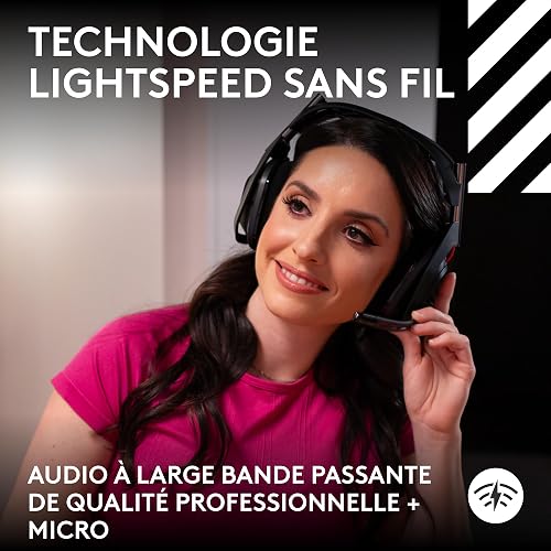 Logitech G Astro A50 LIGHTSPEED, casque gaming sans fil + station d’accueil (Gen 5), PRO-G GRAPHENE, basculement entre 3 systèmes, USB-C vers Xbox, PS5, PC, Nintendo Switch, Switch 2, Bluetooth - Noir - 4