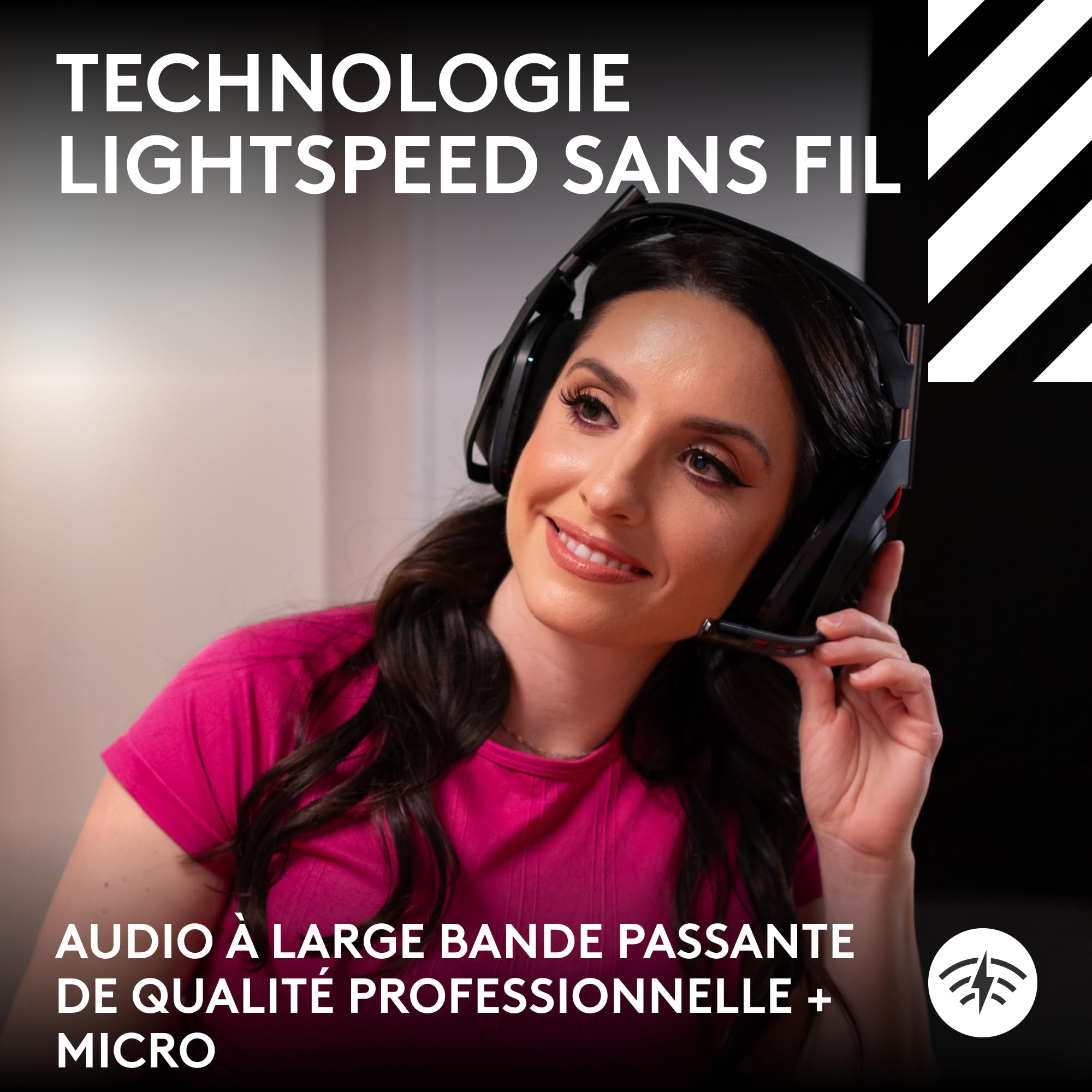 Logitech G Astro A50 LIGHTSPEED, casque gaming sans fil + station d’accueil (Gen 5), PRO-G GRAPHENE, basculement entre 3 systèmes, USB-C vers Xbox, PS5, PC, Nintendo Switch, Switch 2, Bluetooth - Noir