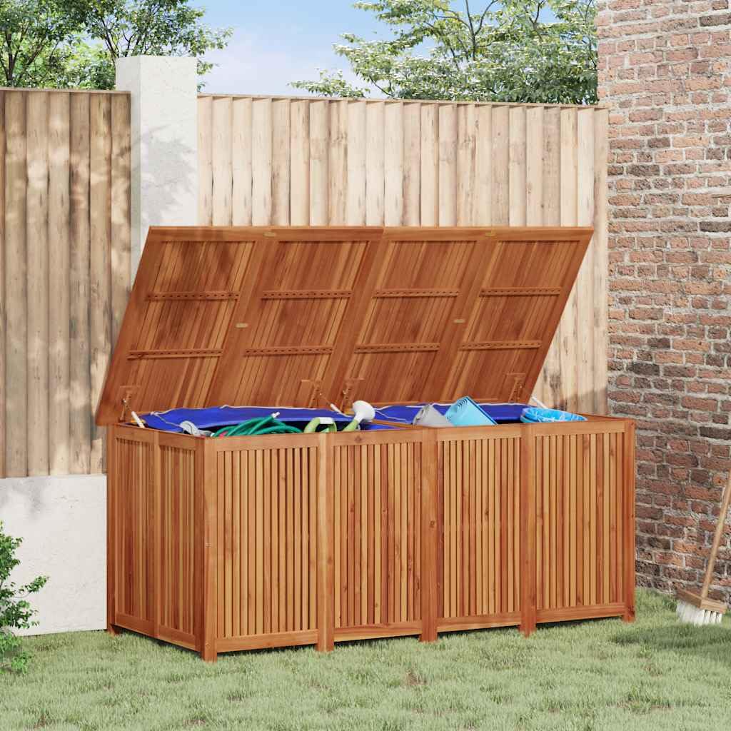 Cassapanca da giardino in legno massiccio di acacia, 200 x 80 x 75 cm, con sacchetto impermeabile, spazio per cuscini, cuscini e accessori, per terrazza, balcone o giardino