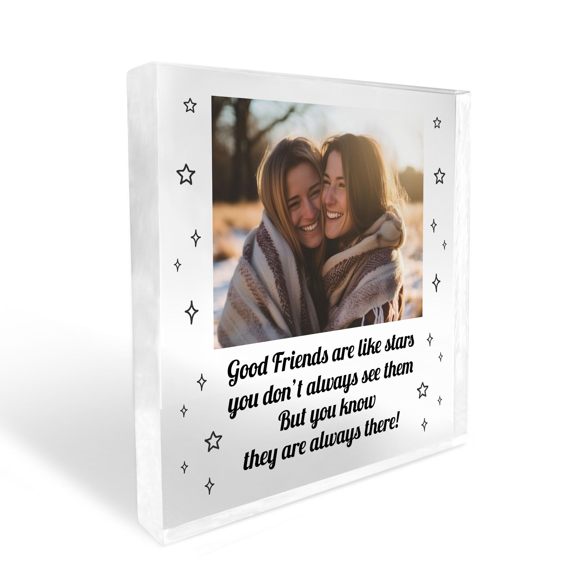 RED OCEAN Friendship Gift Personalised Photo Plaque Friends Are Like Stars Gift For Best Friend Birthday Christmas Keepsake