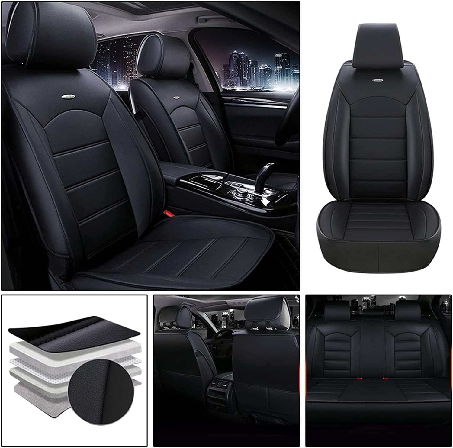 Car Seat Cover Sets for Dodge RAM 3500 2000-2023, Waterproof Non-Slip Leather Vehicle Cushion Cover Protectors Adjustable Removable, Car Interior Accessories