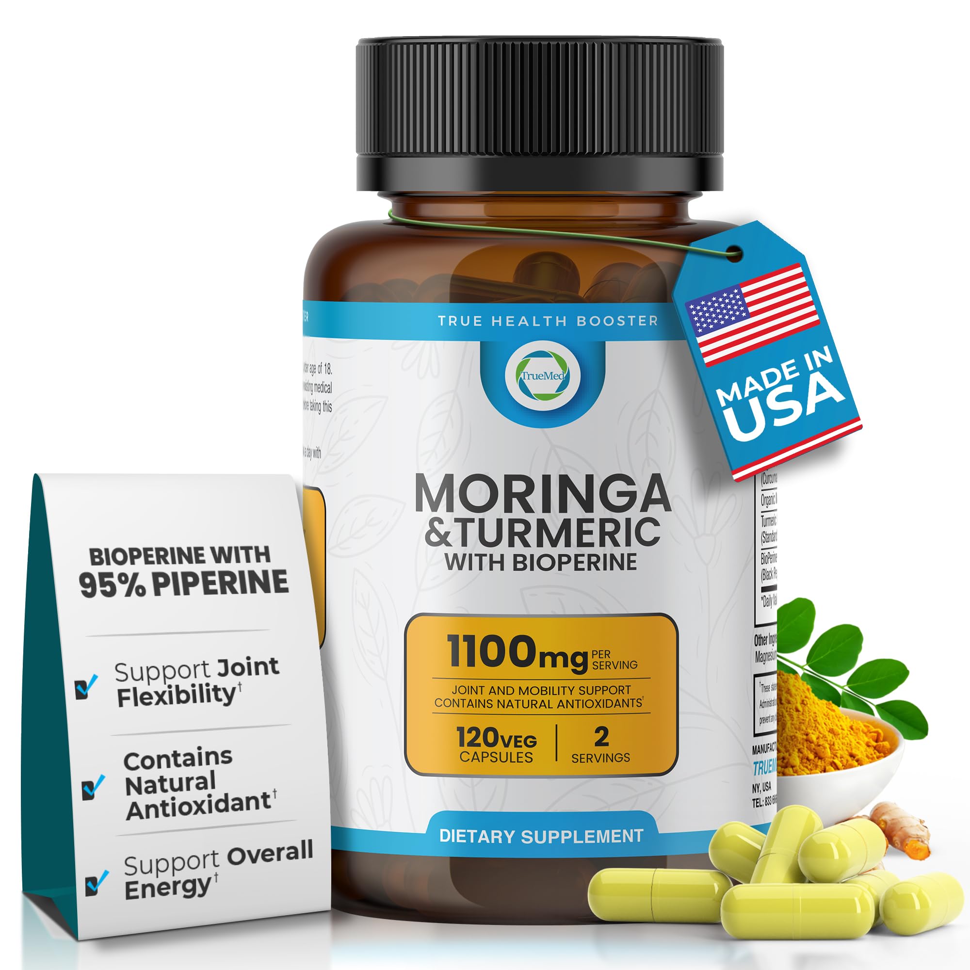 Moringa Turmeric and Bioperine Supplement, Supports Joint Comfort, 120CT