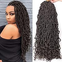 Vista 13 de Leeven 7 Paquetes Cabello Crochet Faux Locs con Puntas Rizadas 14 Pulgadas Pre-enrollado Goddess Locs Trenzas Crochet Cabello 84 Hebras Negro