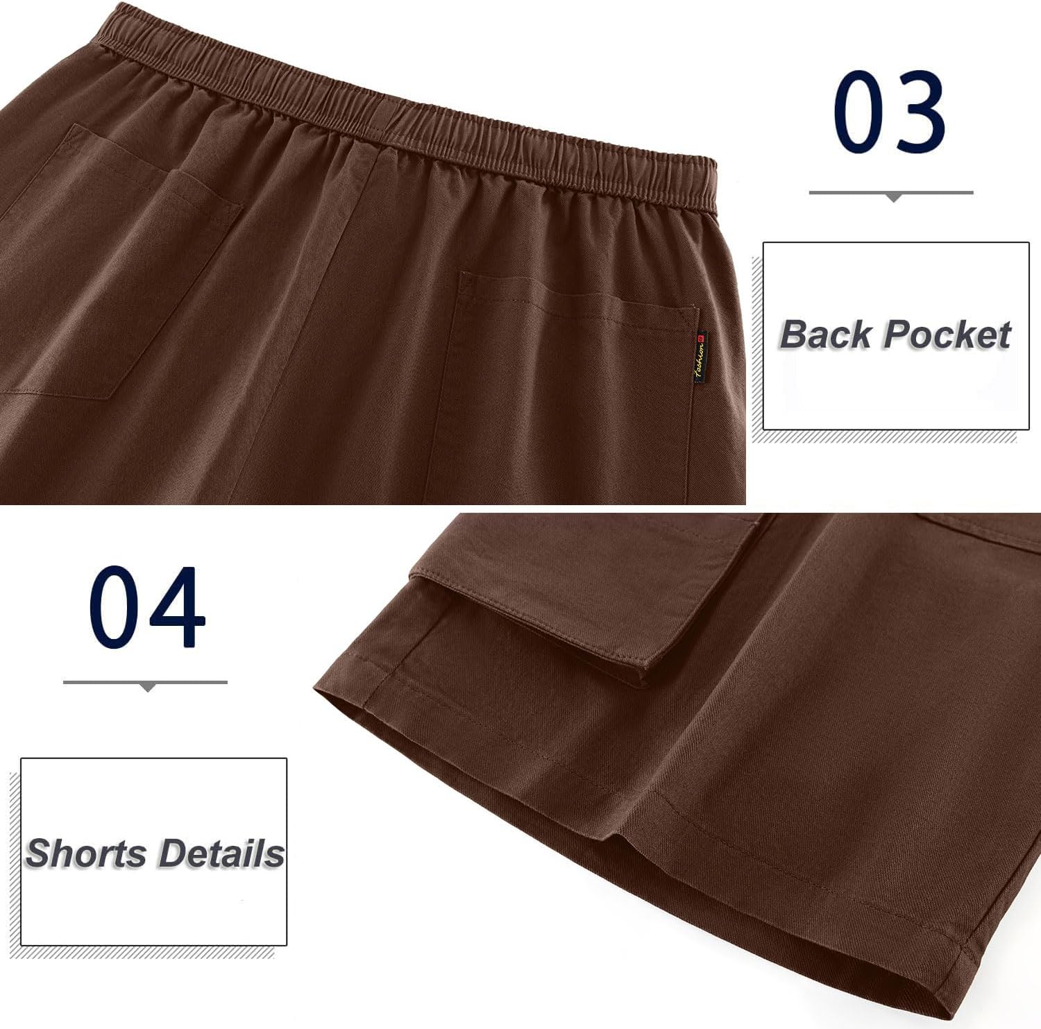 APTRO Men's Cargo Shorts Elastic Waistband Drawstring Summer Casual Cotton Big & Tall Relaxed Fit Work Shorts - Image 6