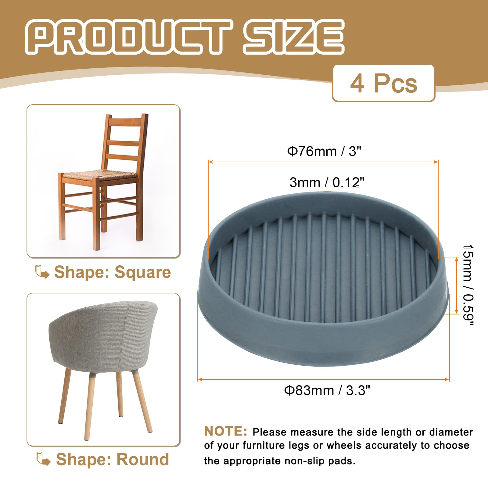 PATIKIL 3.3 Inch Rubber Furniture Pads - Image 2