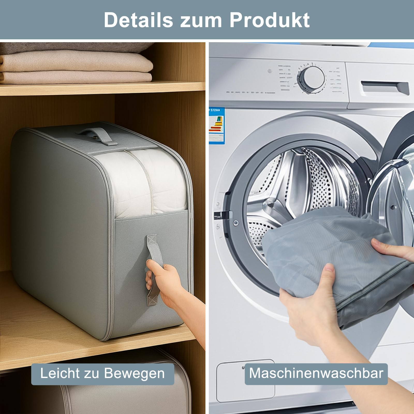 APOMOONS Platzsparender Selbstkomprimierender Organizer, mit 2 Schuhbeutel, Aufbewahrungstasche, Ultra Kleidung Bettdecken Kompression Kompressionsbeutel für Zuhause, Umzug, Reisen 52x42x60cm