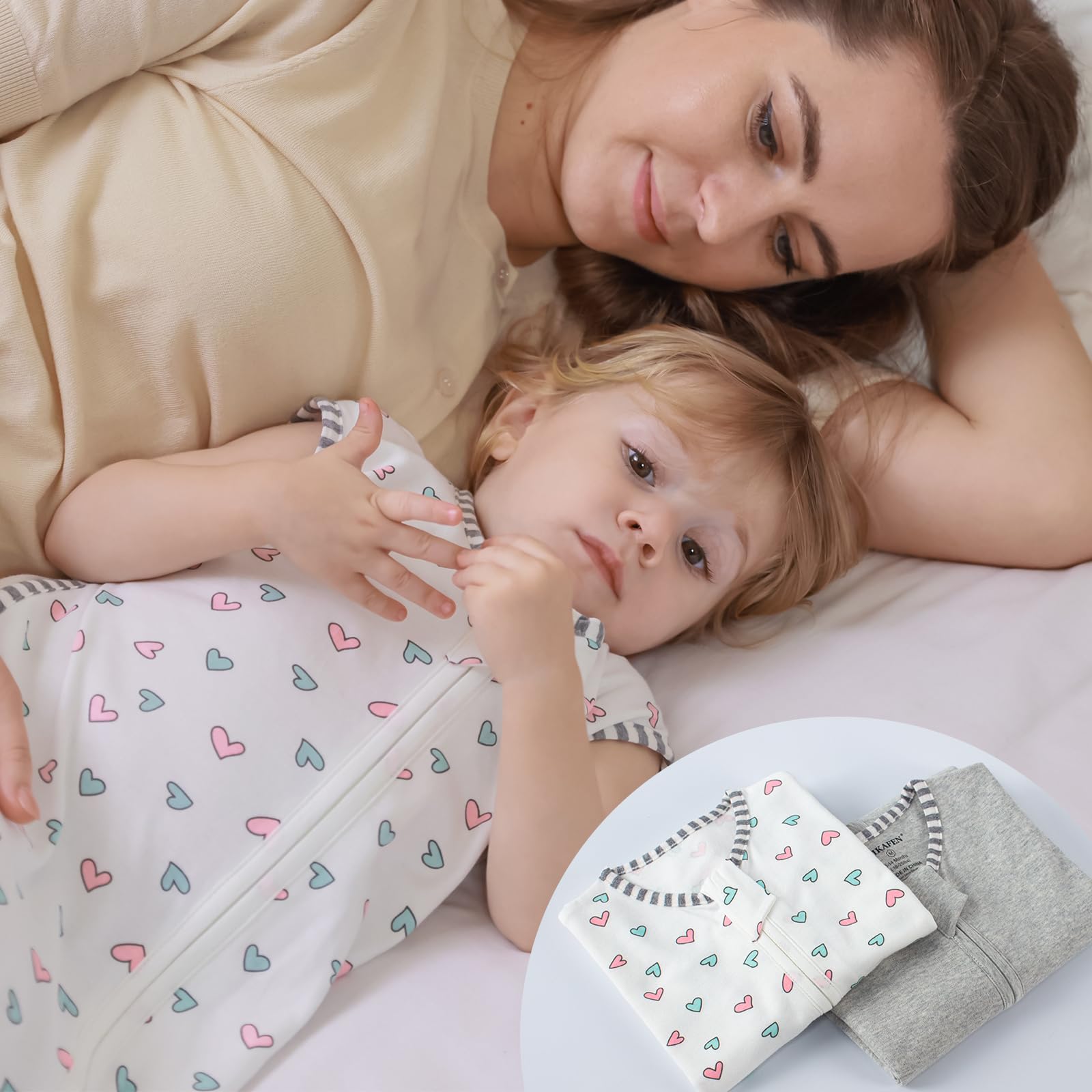 Gigoteuse Bébé MIKAFEN 0.5 Tog - 100% Coton Sans Manches - Été/Automne - Dinosaure/Bleu