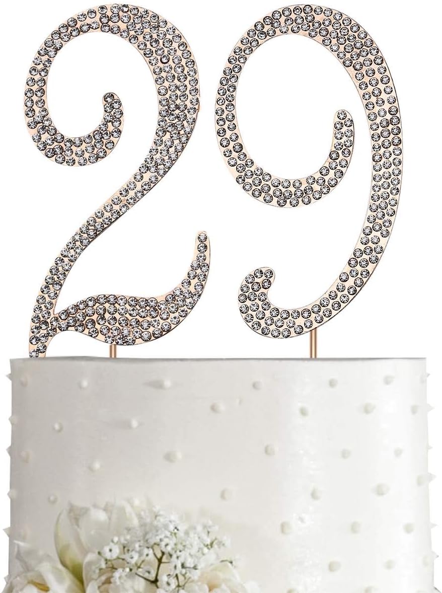 MAGJUCHE Gold 29" Crystal Cake Topper, Number 29 Rhinestones 29th Birthday Cake Topper, Men or Women Birthday or 29th Anniversary Party Decoration Supply