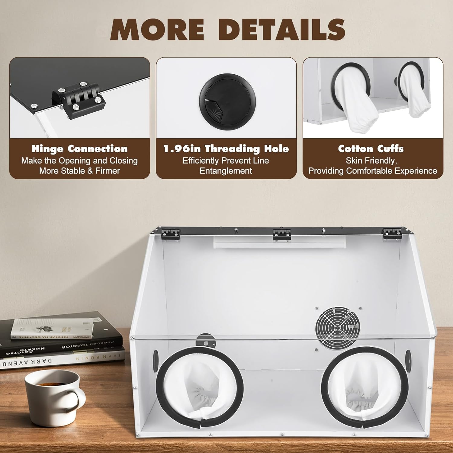 2 Holes Dust Cover Fully Enclosed Grinding Table Polisher Dust Box, Acrylic Dust Box Transparent Dust Box Cover, Fully Enclosed Table Polisher Dust Box Fully Enclosed Dust Box W/Led & Fan