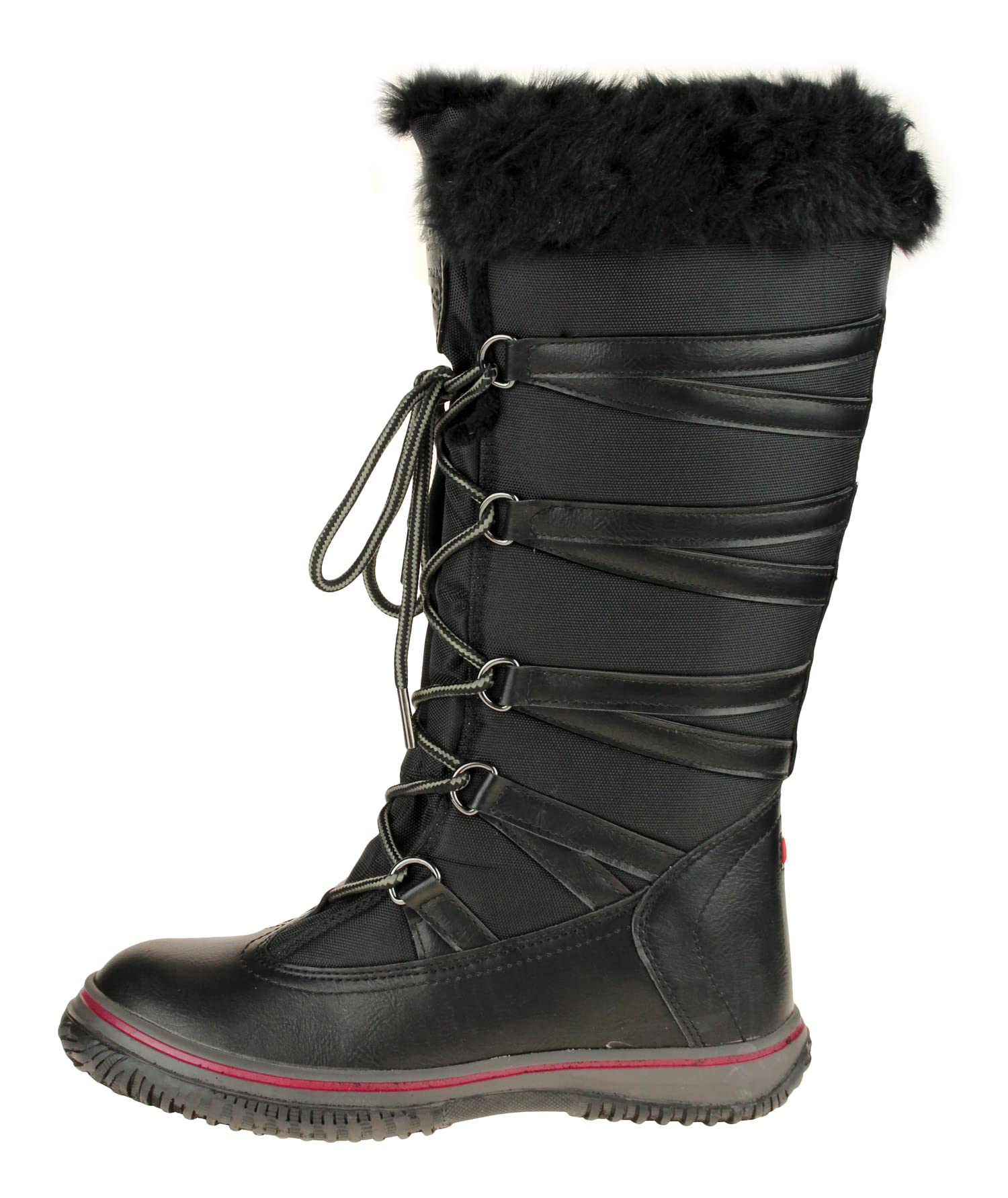 PAJAR Womens Grip Star Tall Winter Waterproof Insulated Snow Boot With Side Zipper and Laces