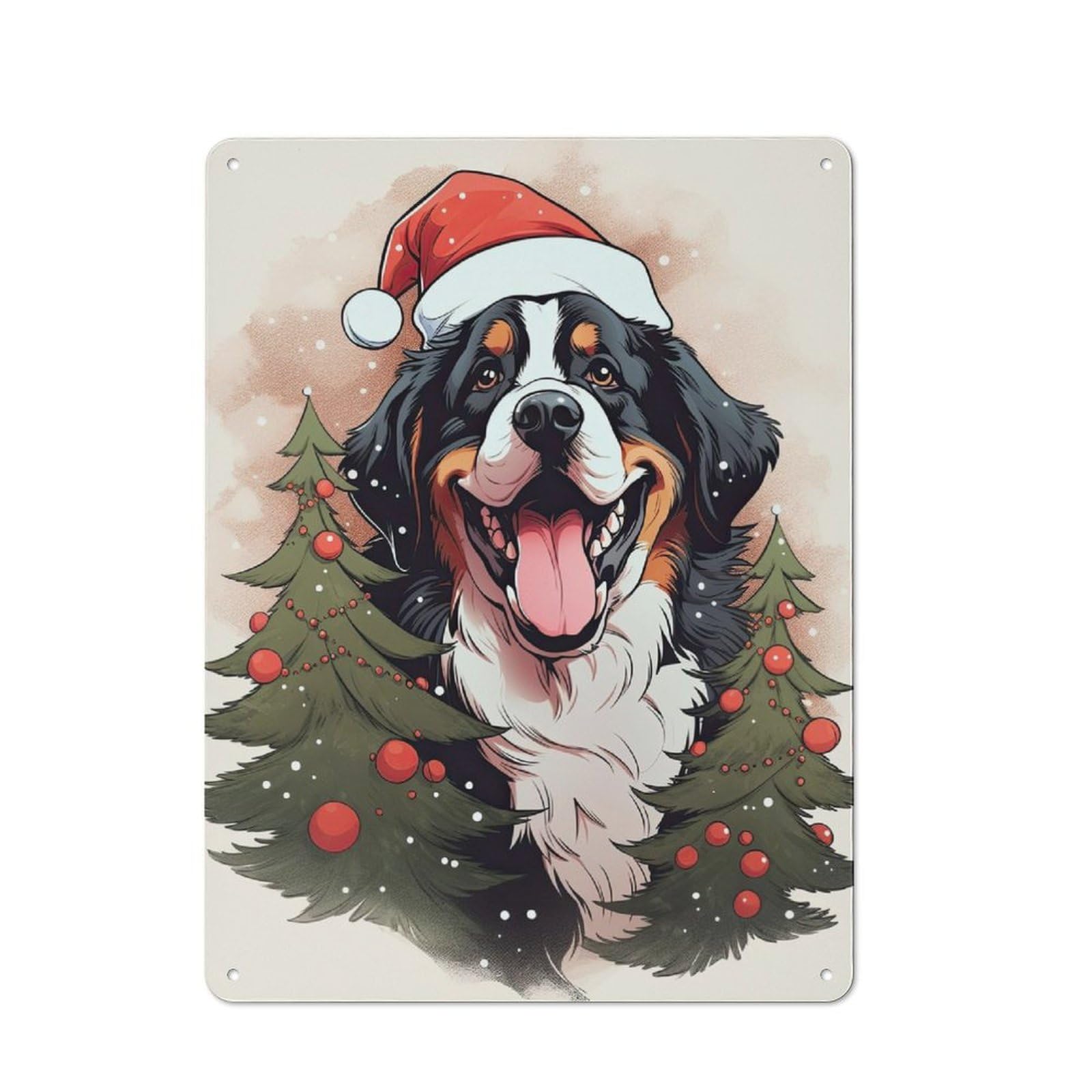 Junmoney Bernese Mountain Christmas Vintage-Inspired Tin Sign 40X30cm For Café Or Restaurant, For Cooler-Month Interiors With Vintage Character