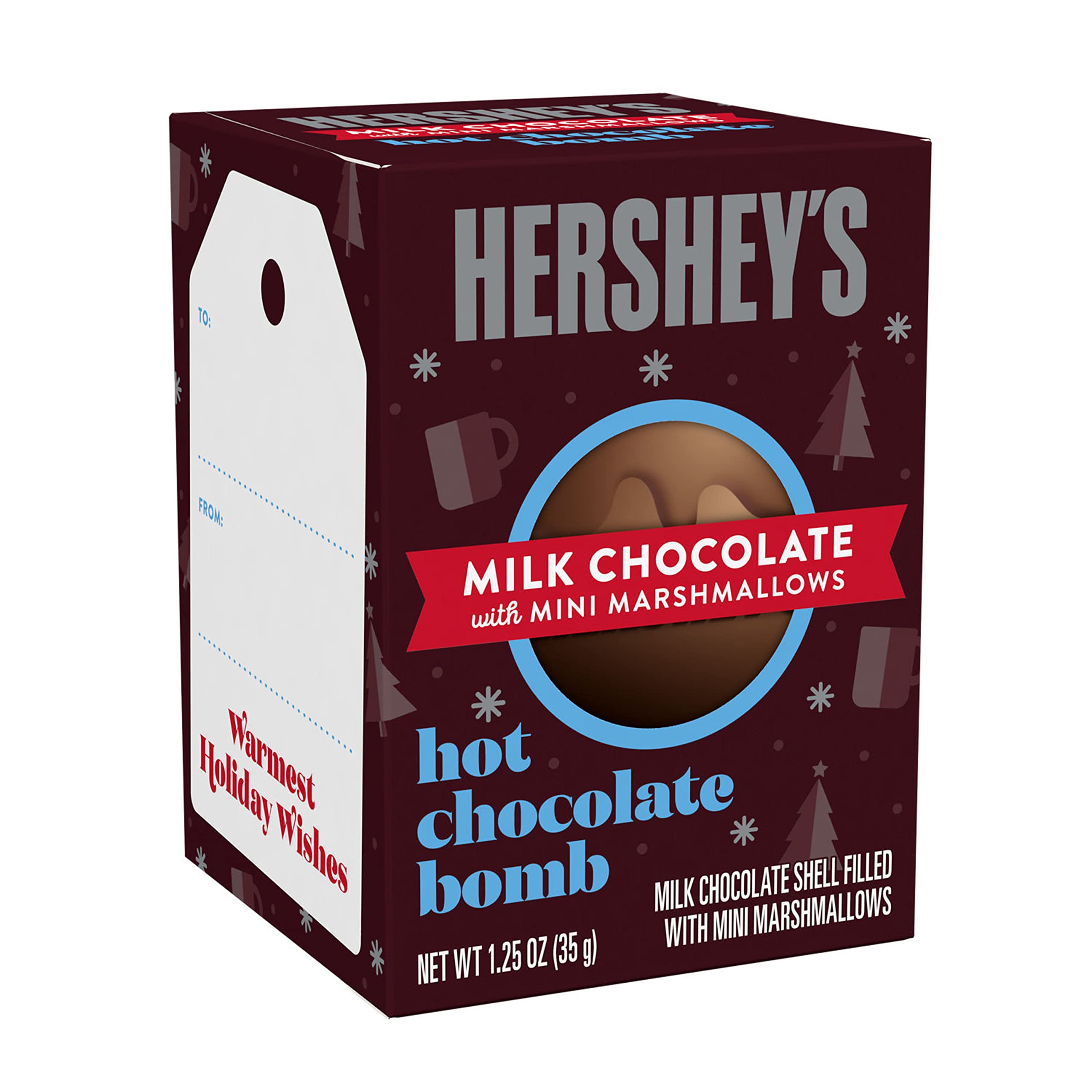 HERSHEY'S Milk Chocolate Mini Marshmallows Hot Chocolate Bomb,Gift Box, 1.25 oz