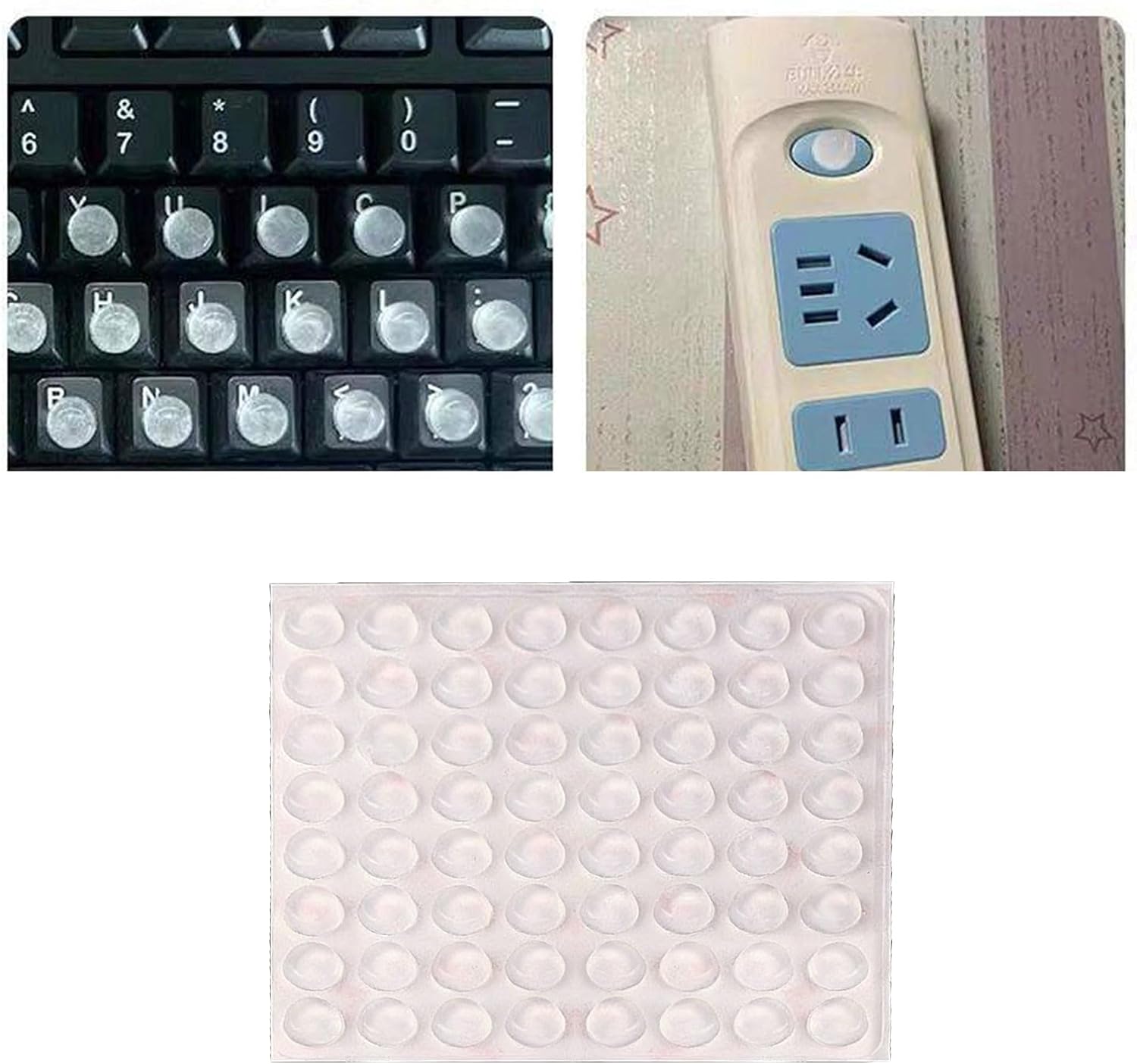 64Pcs 12x4mm Silicone Keyboard Nails Protectors for Long Nails with 3D Stickers Transparents Design for Comfortable Typing and Gaming Clear Keyboard Protectors for Work image 2