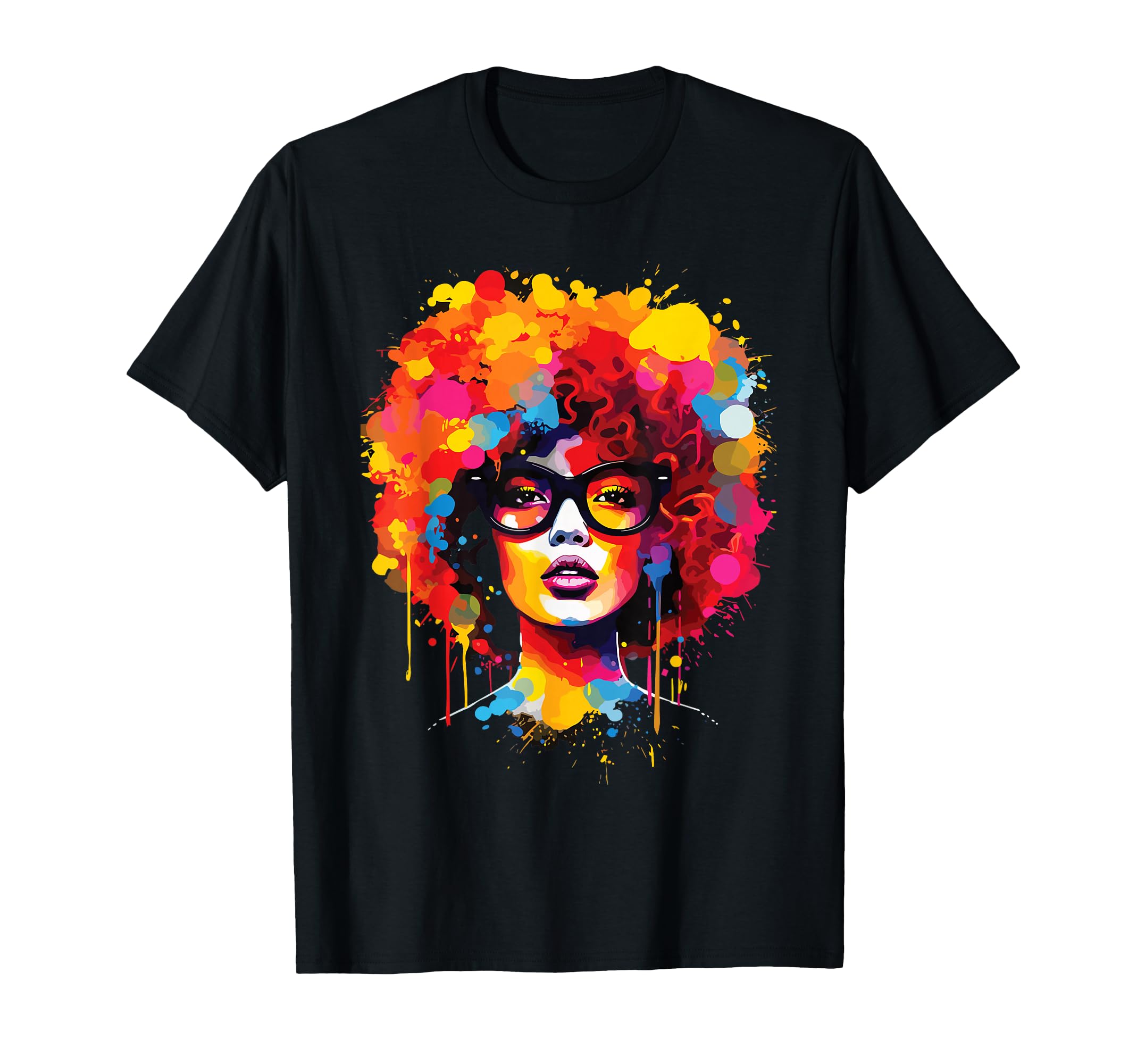 Womens Black Queen Dripping Afro Melanin Juneteenth T-Shirt