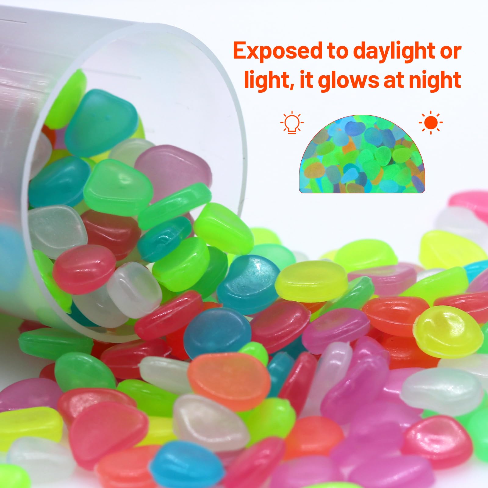 Pietre Luminose 400 Pezzi - Fluorescenti, Per Giardino, Acquario, Decorazioni, Multicolore - Foto 6