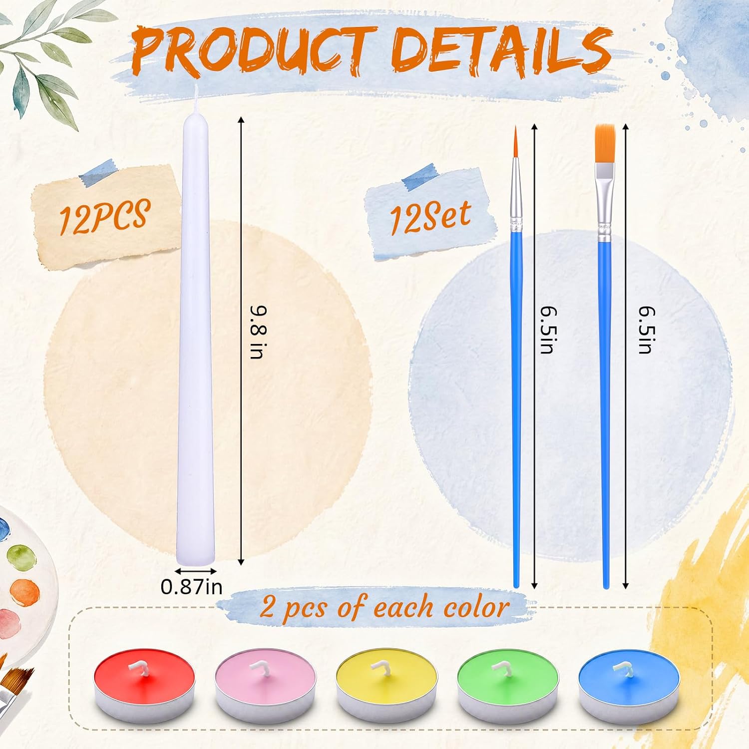 MTLEE 12 Set DIY Candle Painting Kit for Women's Parties Art Classes