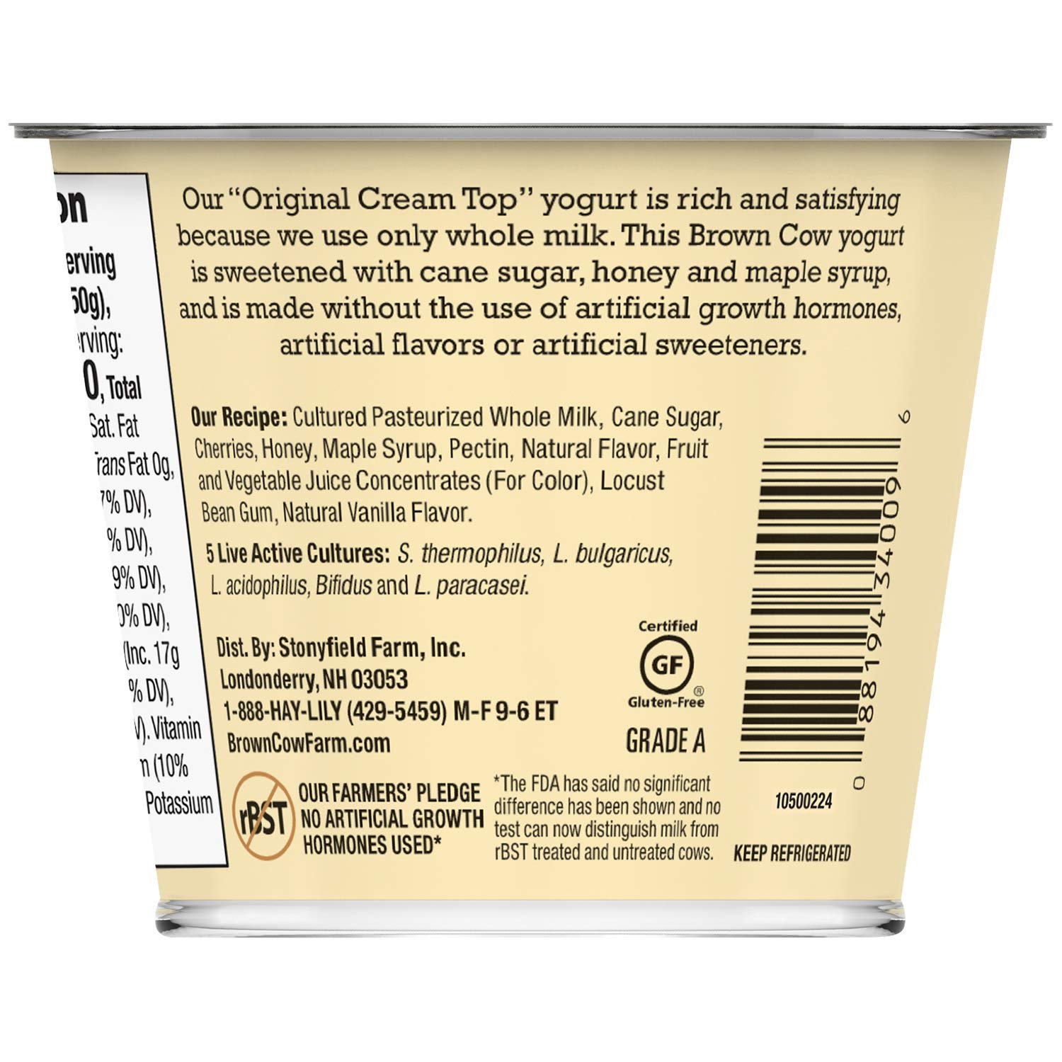 Brown Cow Cream Top Cherry Vanilla on the Bottom Whole Milk Yogurt 5 3 oz Cup - Creamy — view 6