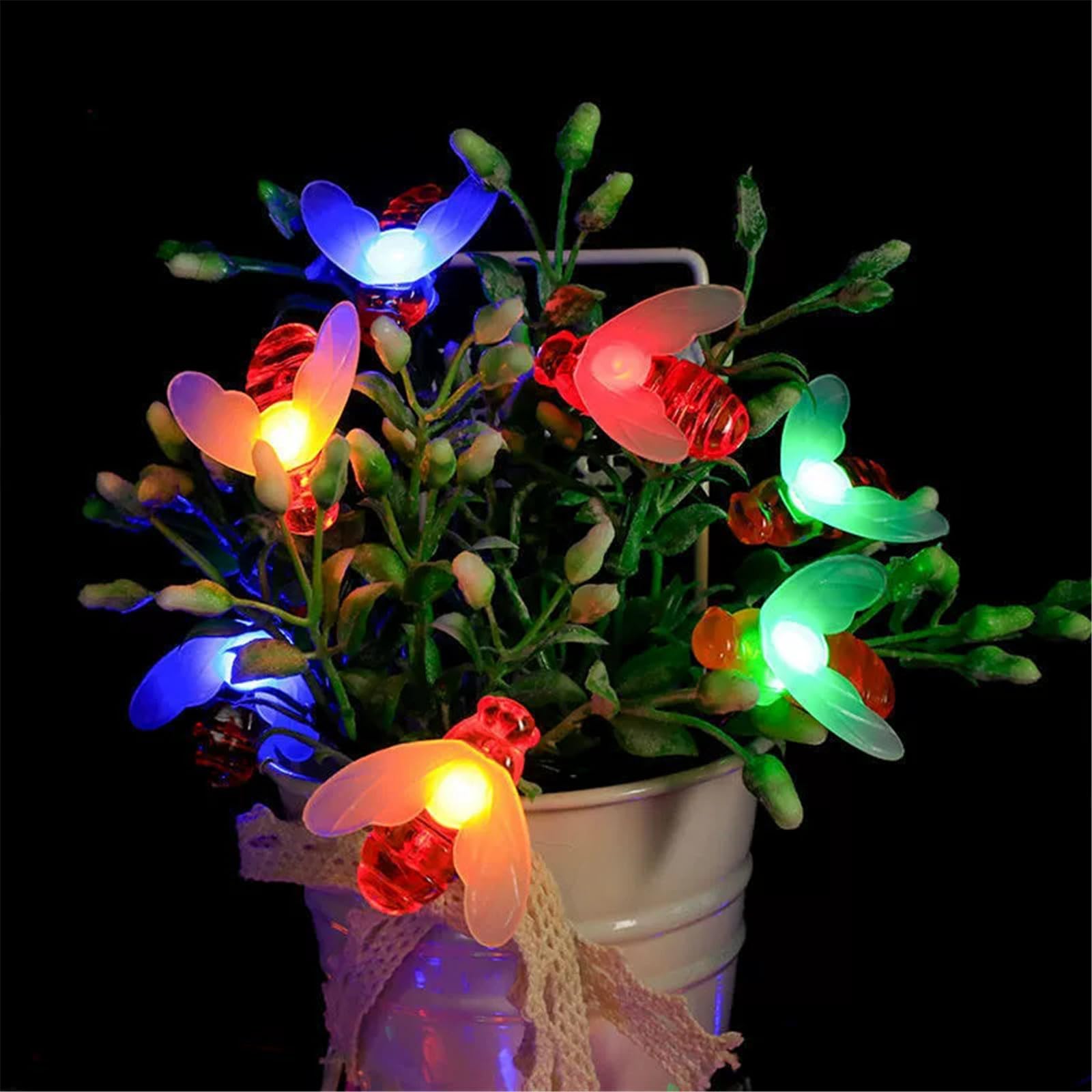 Mateju Solar String Lights Outdoor Garden, 8 Modes Solar Powered LED Fairy Lights with Remote for Indoor Bedroom, Patio, Yard, Party, Wedding, Butterfly (Colorful Bee,5M/20LED)