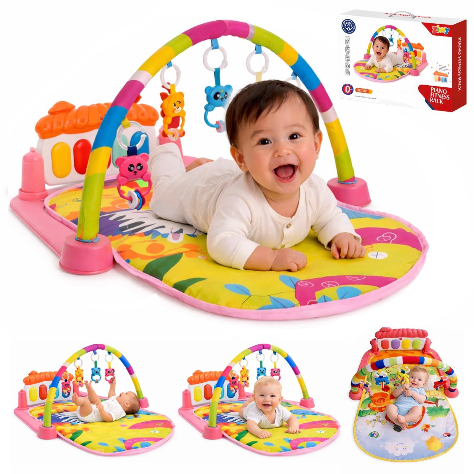 Zivvy Pink Play Gym for Babies 0 to 18 Months | Play Mat with