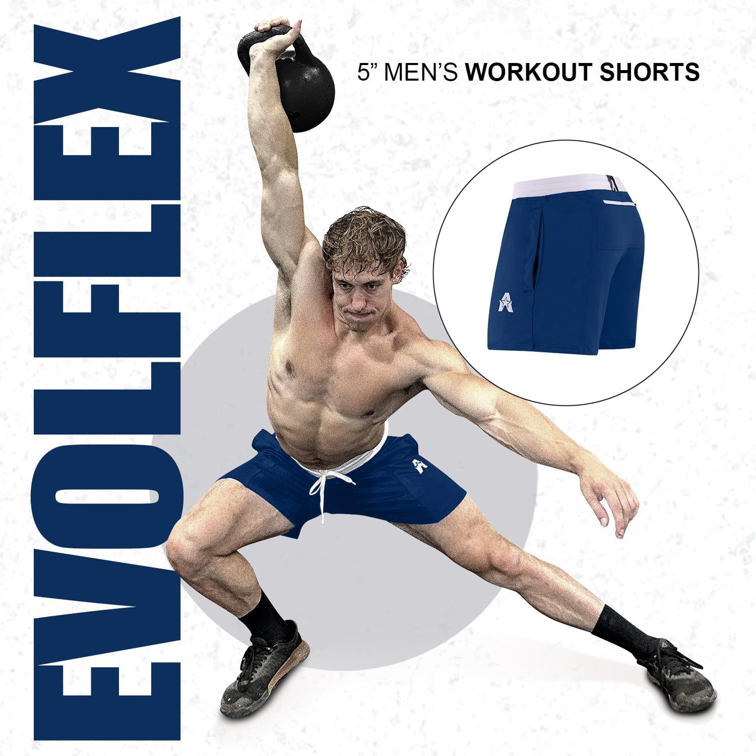 Anthem Athletics Evolflex Mens Workout Shorts - 5", 7", & 9" Inseam w/Zippered Pocket - for Cross Training, Gym Short & Yoga - Image 2