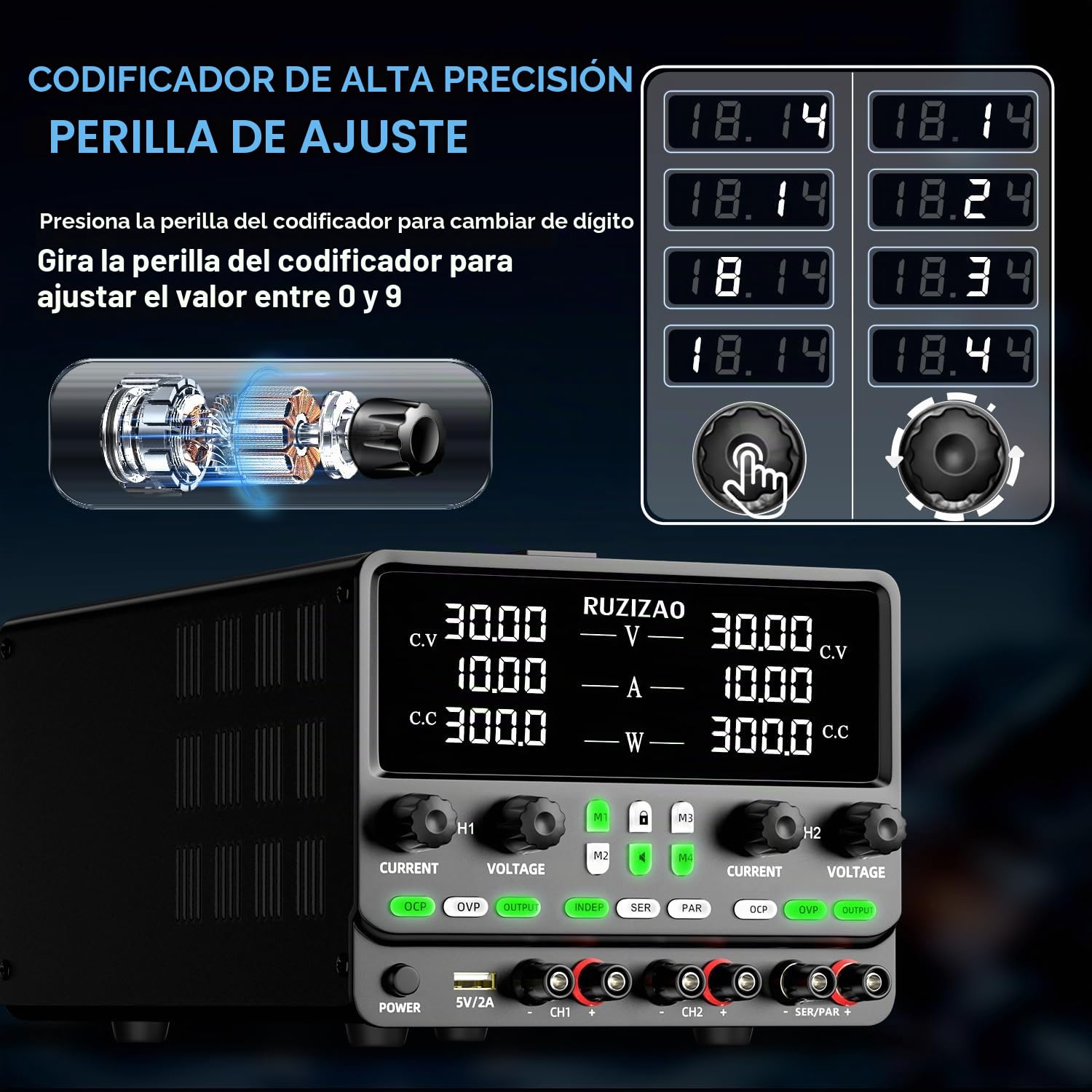Doble Fuente de Alimentación Regulable: 30V 10A 300W Fuentes de Alimentación de Laboratorio de Banco Serie (60V 10A 600W) Paralelo (30V 20A 600W) OCP OVP Almacenamiento de Memoria