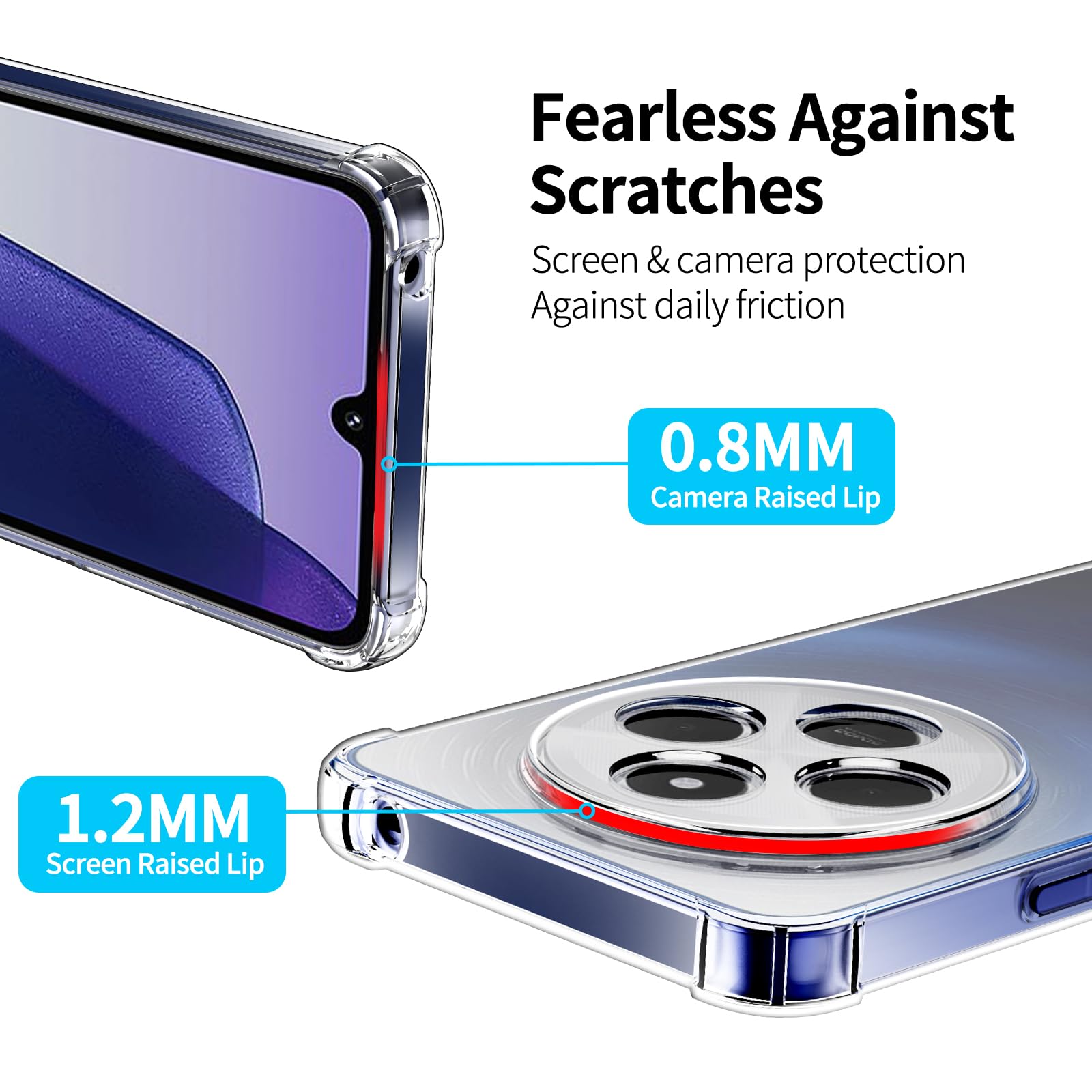 Pack Coque Silicone Transparent + Verre Trempé Pour Xiaomi Redmi (14C, 13C, A5, A3, Note 13, 14)