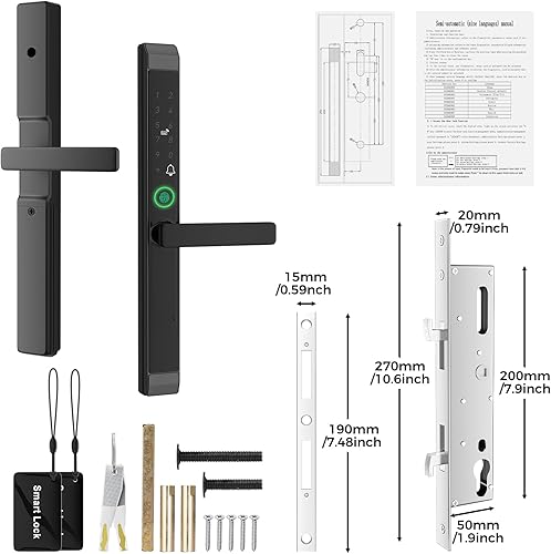 Miniatura 7 de Cerradura inteligente para puerta corredera, cerradura de puerta de vidrio deslizante con huella digital, cerradura de mortaja inteligente JNZCH con