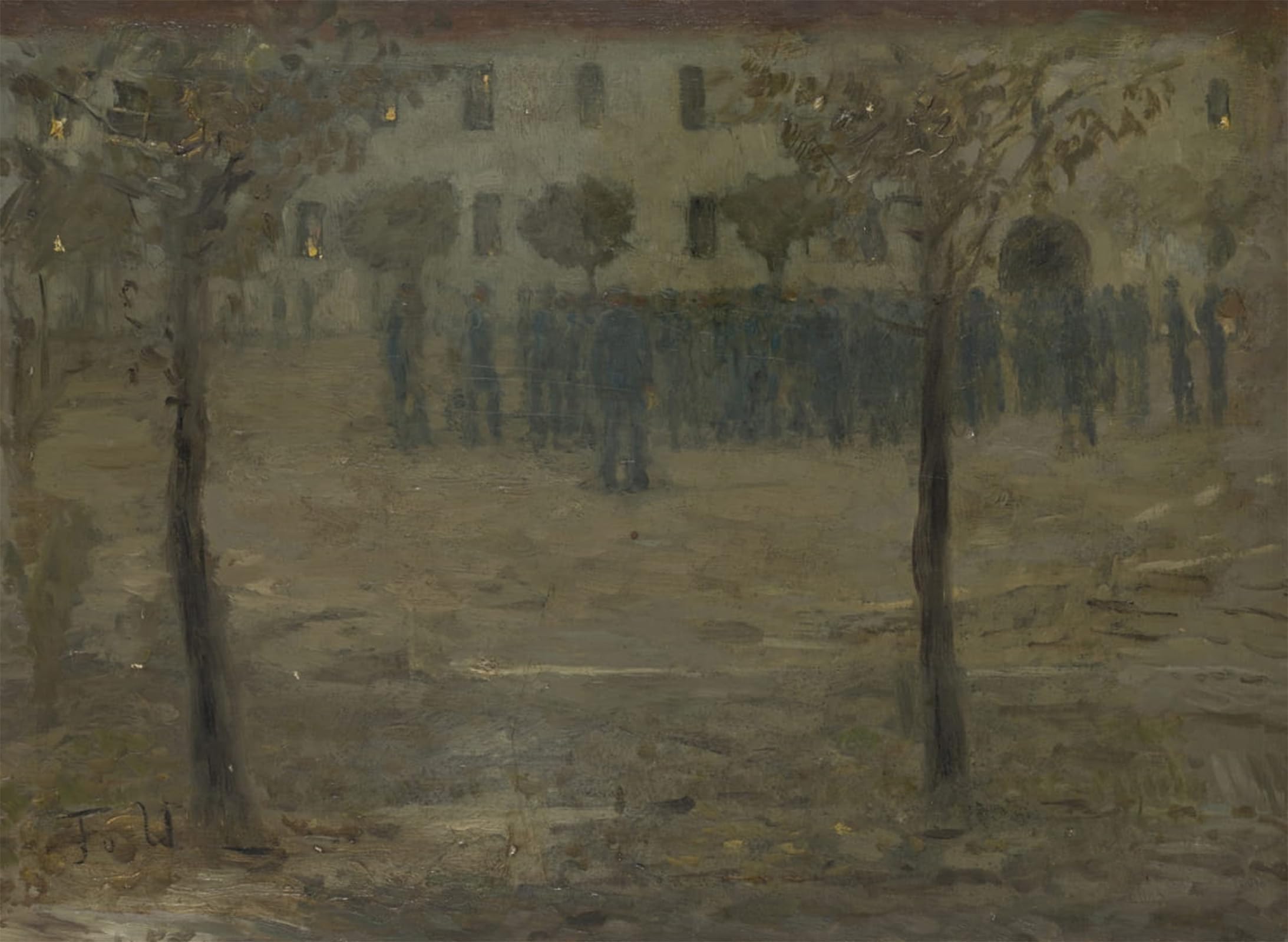 ARTXLXXBN Famous Painting Canvas Artwork Graffiti Print in the Barracks Yard by Fritz Von Uhde Portrait Canvas Image for Home Decor 60x90cm