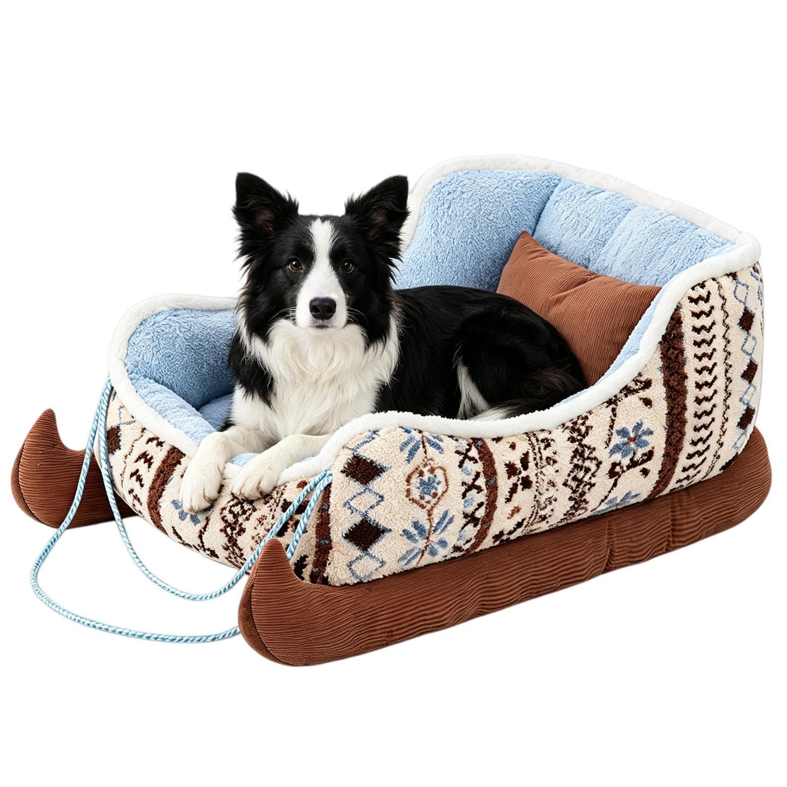 Cama trineo de perro Adorable decoración de temporada, suave y lavable