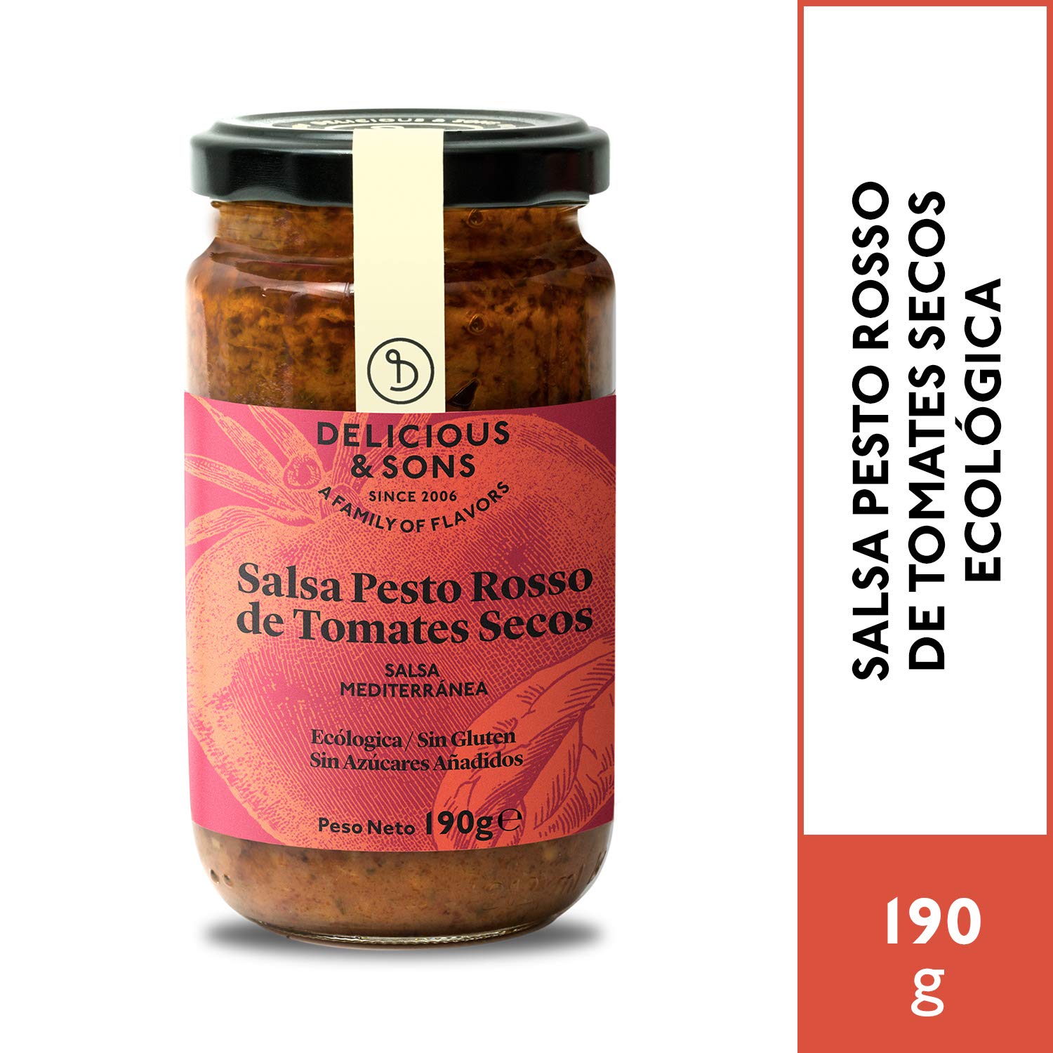 Delicious & Sons Salsa Pesto Rosso de Tomates Secos Ecológica 190g