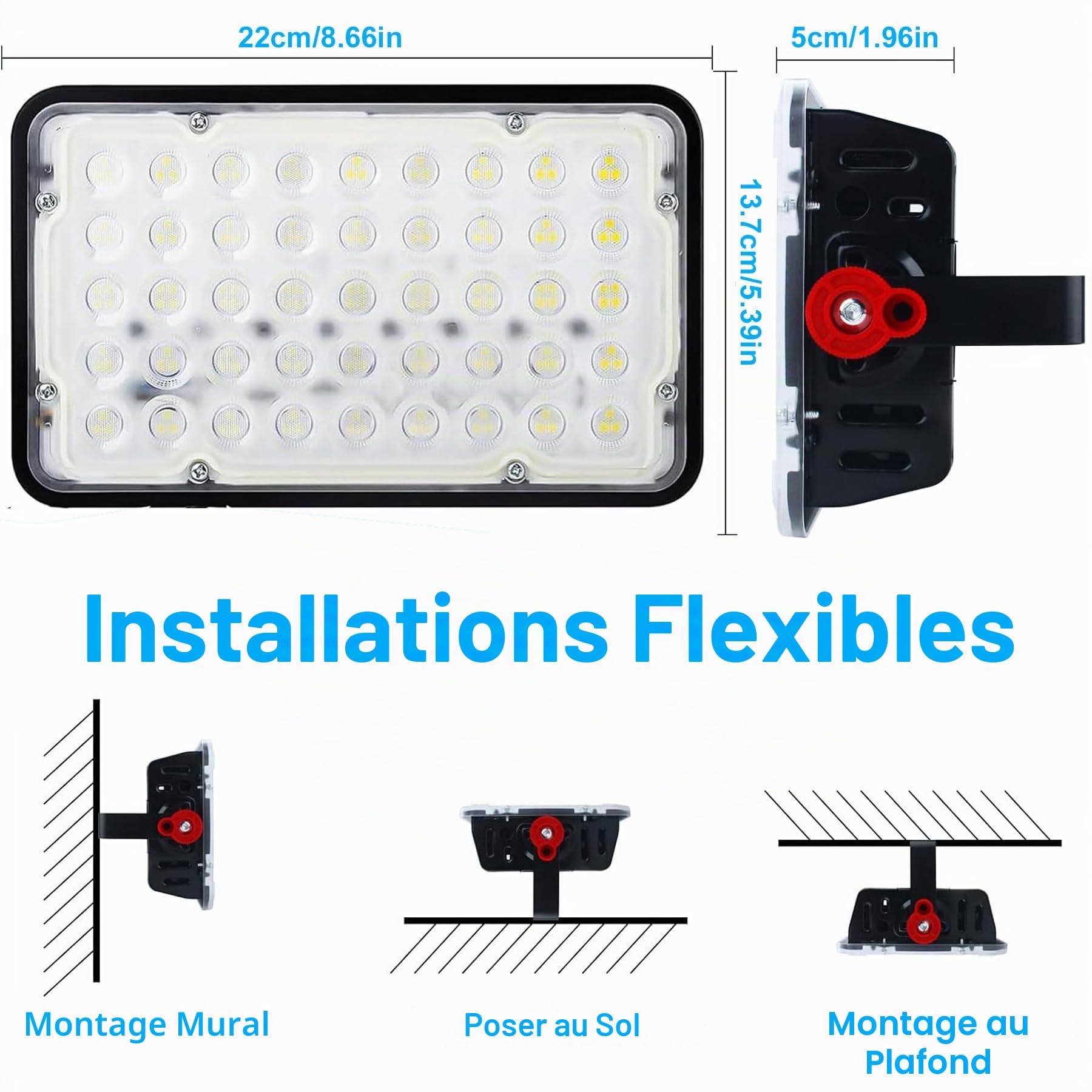 Projecteur LED Extérieur 100W - Lot de 2 Spots 10000LM IP66 Étanche 6500K Blanc Froid pour Cour, Jardin, Garage, Entrée