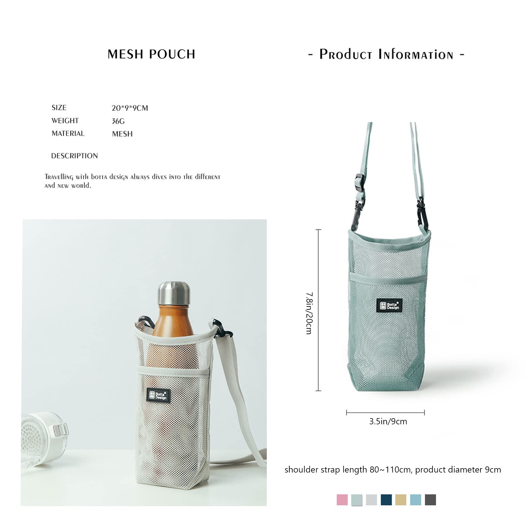 Jiamusi Water Bottle Pouch for 18oz Carrier,Foldable Lightweight Mesh Water Bottle Sleeve Bag for Backpack Hiking Cycling Walking,Mint Green