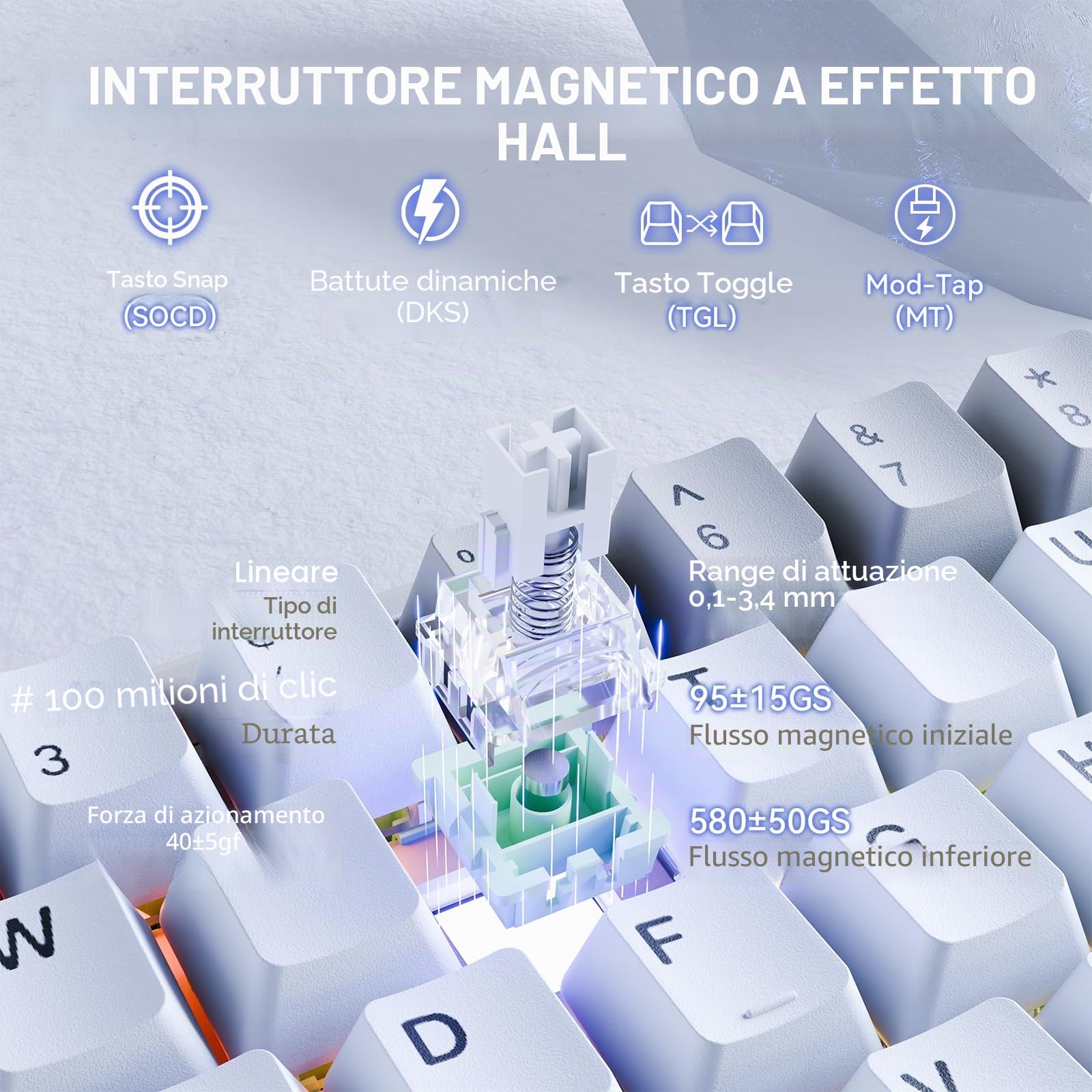 ATTACK SHARK X68MAX HE Tastiera da gioco cablata in alluminio con grilletto rapido e interruttori magnetici,precisione RT di 0,005mm,attuazione regolabile,8KHz,latenza di 0.08ms,RGB