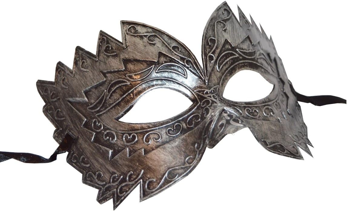 FHS Titan Mask Venetian, Masquerade, Burlesque Ball Party (Black-Silver)