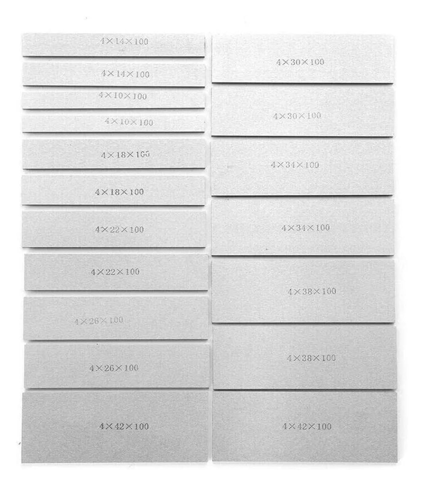 Bloques patrón paralelos Juego de bloques de acero de precisión endurecidos, 9 pares (18 piezas), 100 x 4 mm