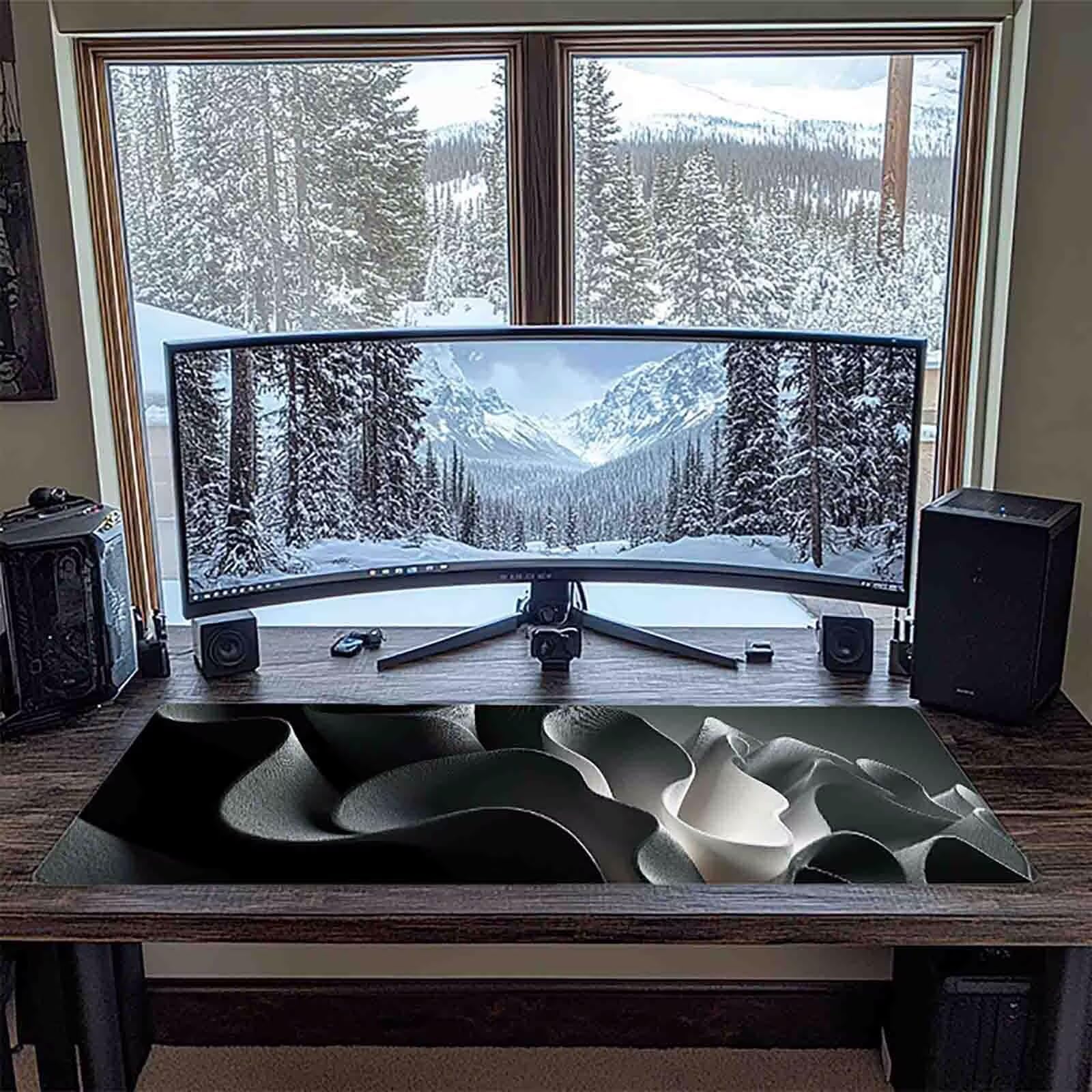 Tappetino Mouse XXL 1000x500mm Grigio Mousepad Astratto Tappetino Scrivania Grande, con base in Gomma Antiscivolo, Impermeabile Sottomano Scrivania per Computer, Ufficio, Accessori Gaming 5-5662f
