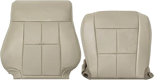 Richmond Auto Upholstery - Funda de asiento de cuero perforado para el lado del pasajero, color marrón con costura de doble puntada y perforación de