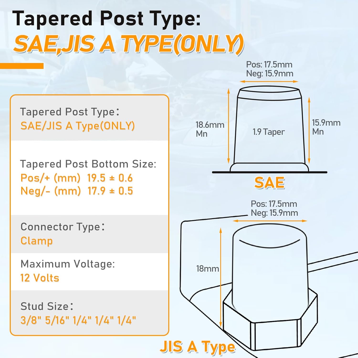 Battery Terminal Connectors,Multi Power Block,Positive & Negative(+/-),Applicable to SAE,5 Way Battery Terminal Clamps for Marine Car Boat RV and Vehicles, Aluminum 1Pair