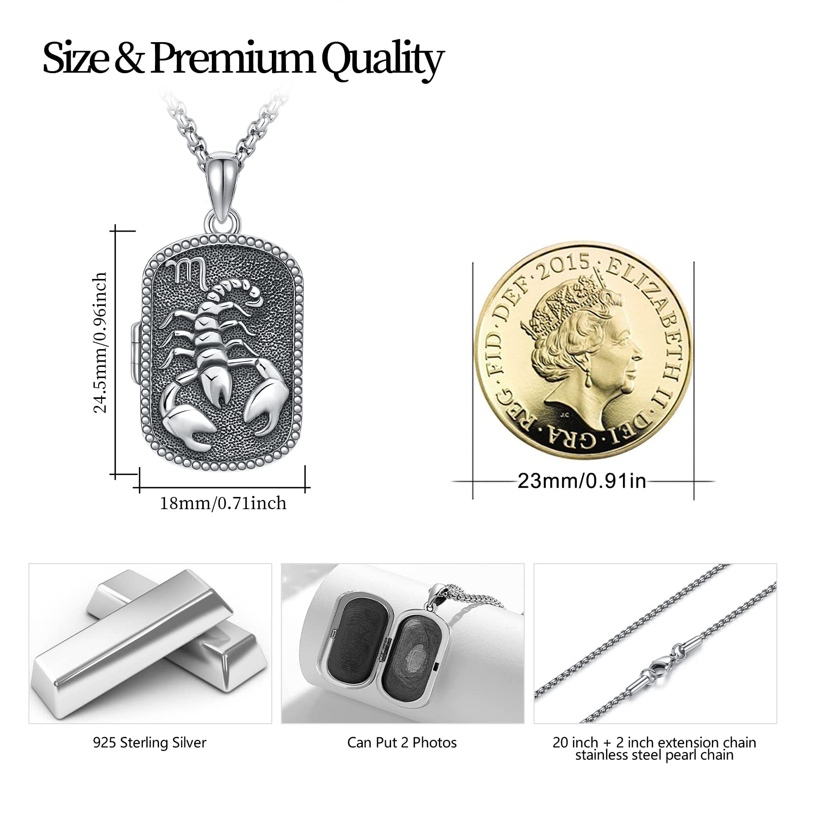 Skorpion Sternzeichen Medaillon Zum Öffnen 925 Sterling Silber Für Bilder Schmuck Geschenk Für Damen Und Herren