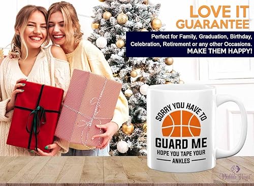 Miniatura 7 de Taza de café de baloncesto de 11 onzas, color blanco, tus tobillos, aros de baloncesto al aire libre, regalos de red para niños de 17 años, doble