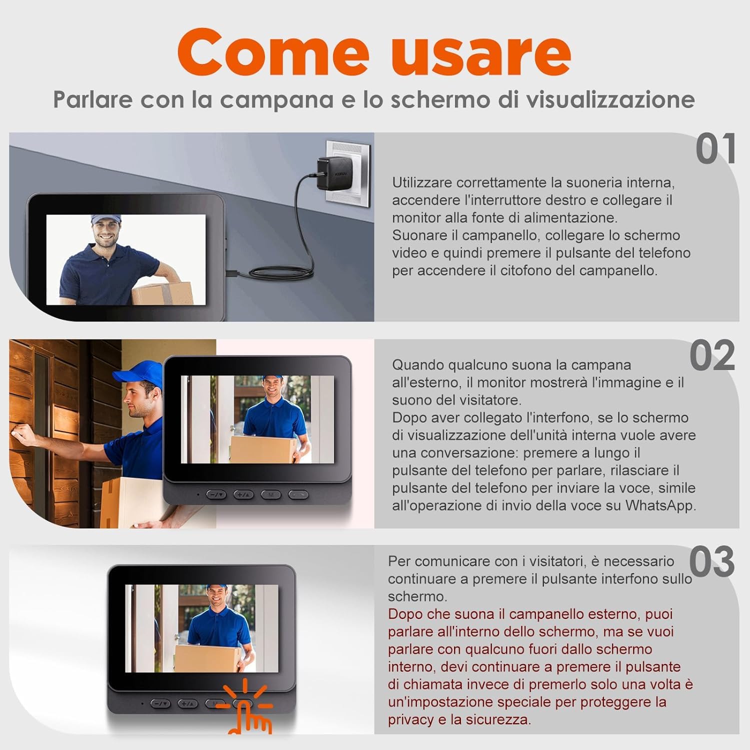 Timbre inalámbrico exterior impermeable IP69 - Videoportero inalámbrico con pantalla IPS 4.3 1080P no wifi requerido portero video visión nocturna infrarrojo volumen muy fuerte visión 170°